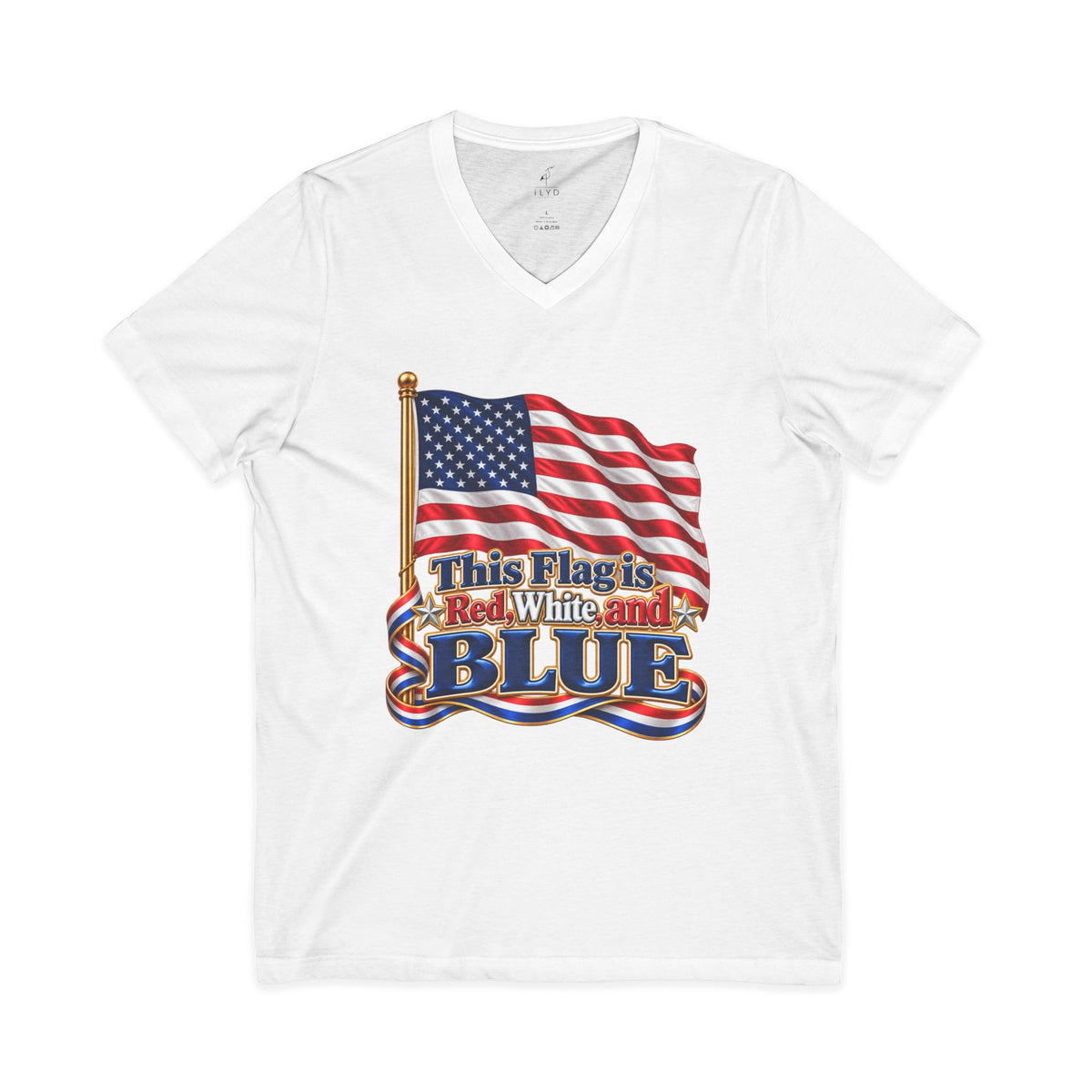 US Flag is also Blue, Unisex Jersey Short Sleeve, V-Neck Tee