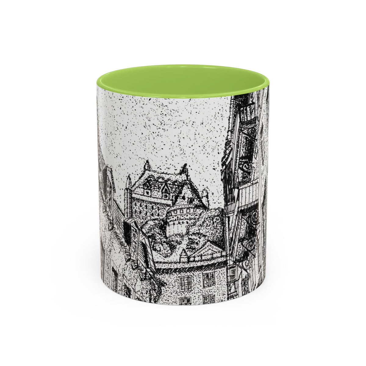 Ceramic Mug: Le Château Frontenac - Quebec City, CA - Architectural Illustration - Accent Coffee Mug (11/15 oz)