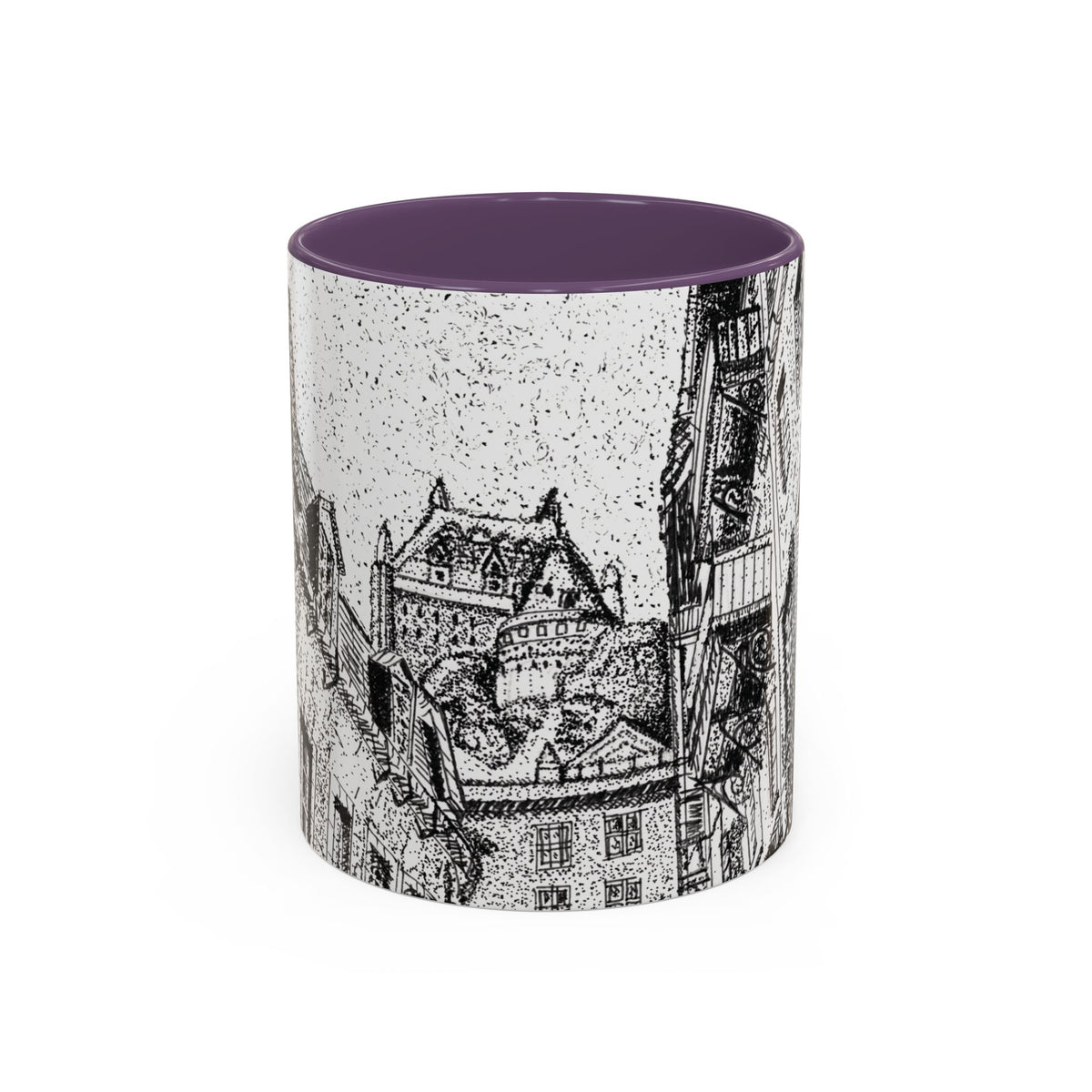 Ceramic Mug: Le Château Frontenac - Quebec City, CA - Architectural Illustration - Accent Coffee Mug (11/15 oz)