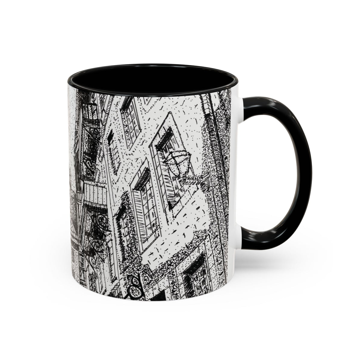 Ceramic Mug: Le Château Frontenac - Quebec City, CA - Architectural Illustration - Accent Coffee Mug (11/15 oz)