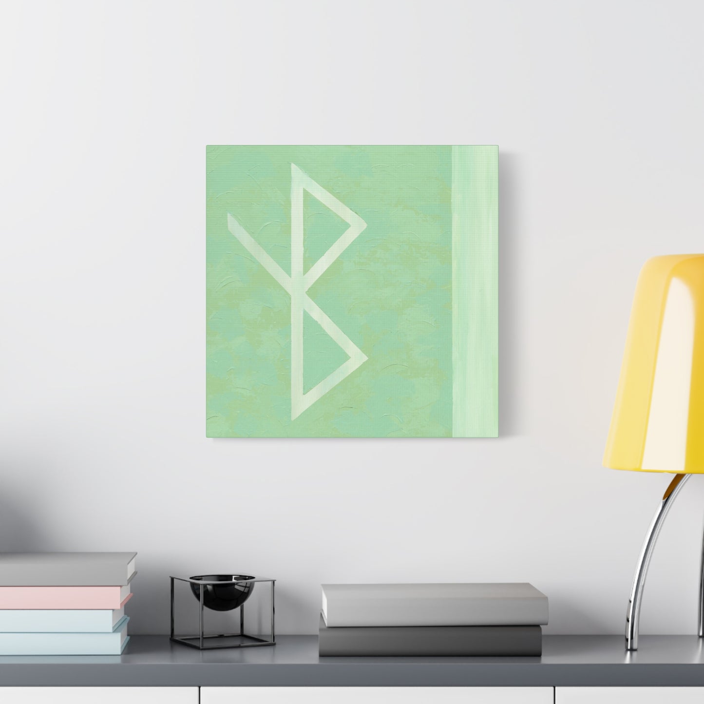 Canvas Print: Healing Vibes Bind Rune Canvas Art — Minimalist Norse Symbol Matte Wall Art
