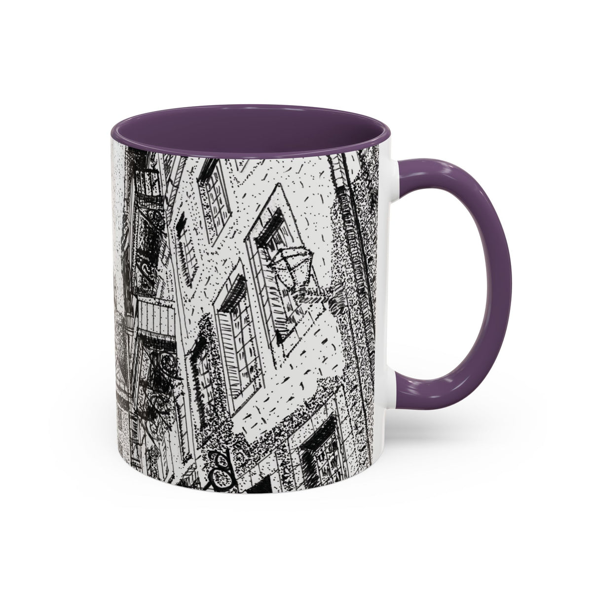 Ceramic Mug: Le Château Frontenac - Quebec City, CA - Architectural Illustration - Accent Coffee Mug (11/15 oz)