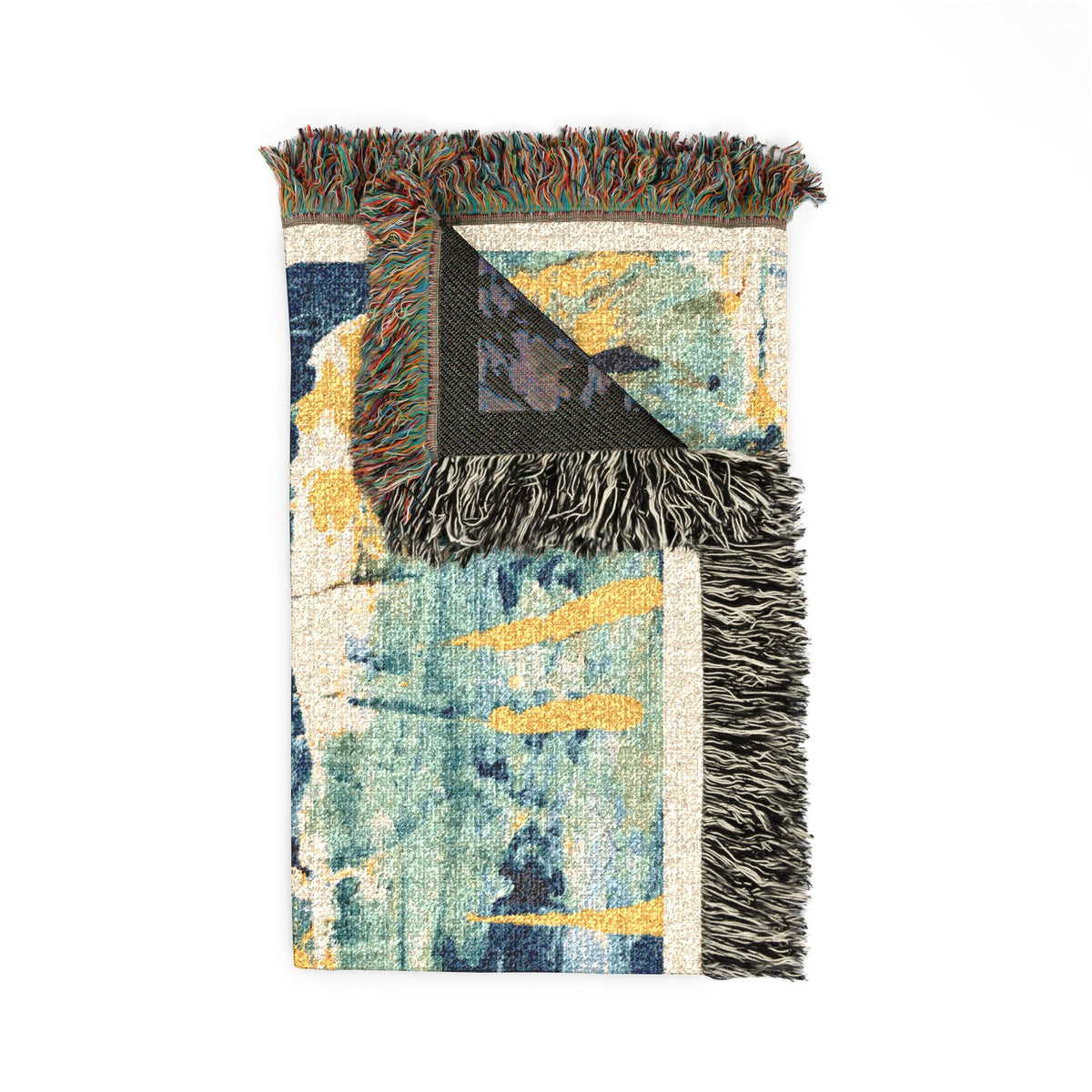 Marrakesh Blue Abstract Woven Blanket — Throw for Living Room Decor