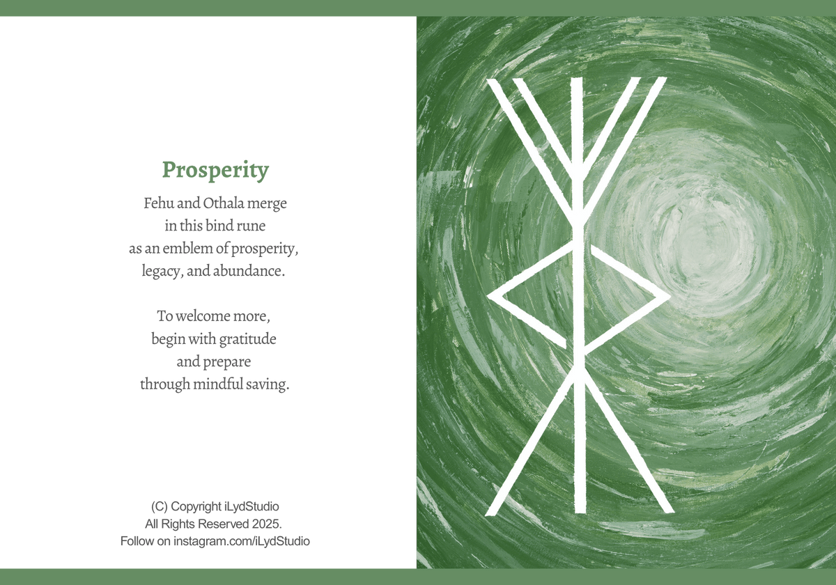 Greeting Card: Bind Rune “Prosperity” Blank note with white envelope