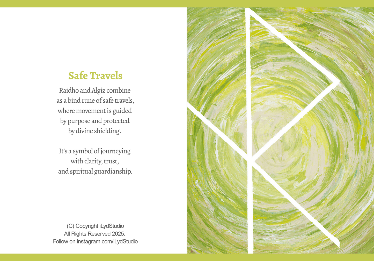 Greeting Card: Bind Rune “Safe Travels” Blank note with white envelope