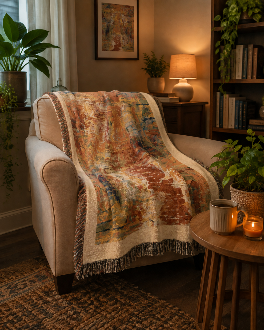 Marrakesh Abstract Woven Blanket — Throw for Living Room Decor