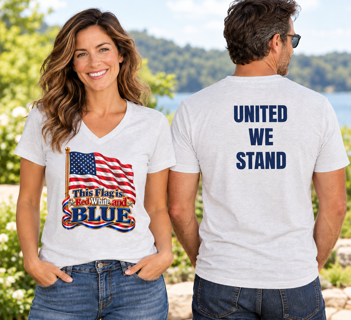 US Flag is also Blue, Unisex Jersey Short Sleeve, V-Neck Tee
