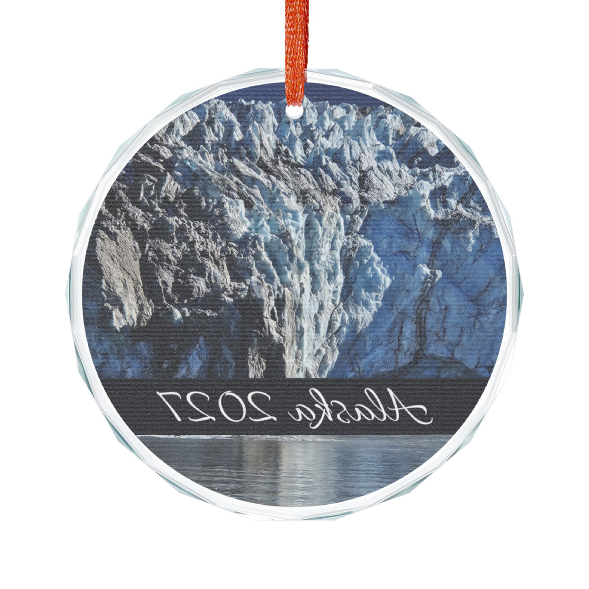 Alaska Glacier Glass Ornament, Personalize, Single with or without gift box