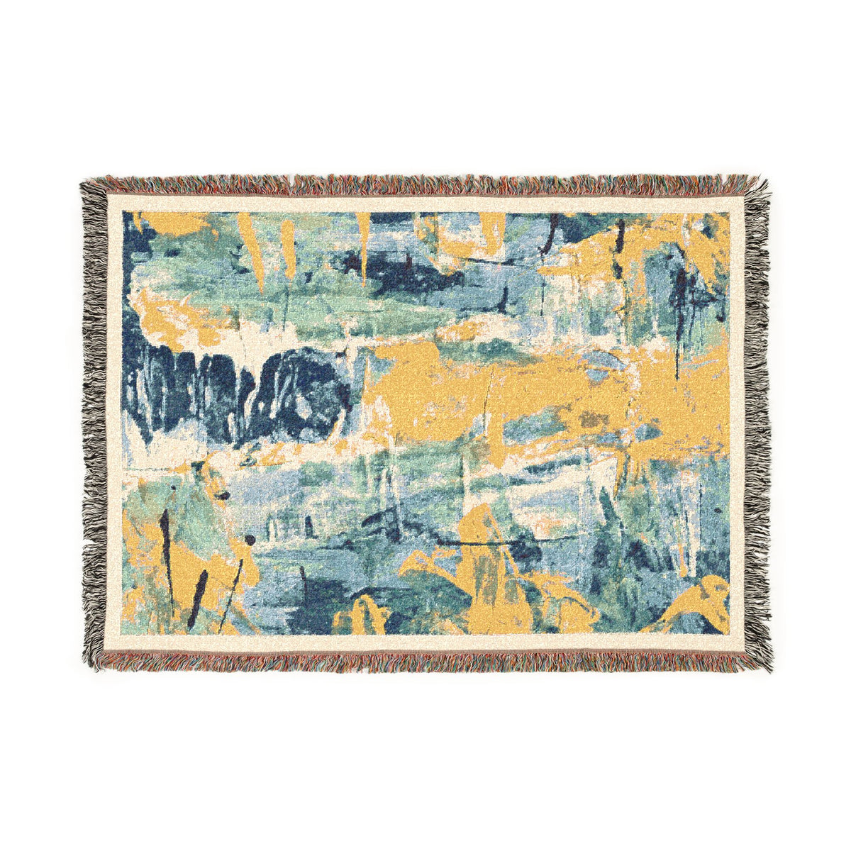 Marrakesh Blue Abstract Woven Blanket — Throw for Living Room Decor