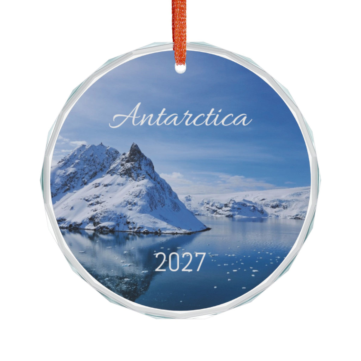 Antarctica Glacier Glass Ornament, Personalize, Single with or without gift box