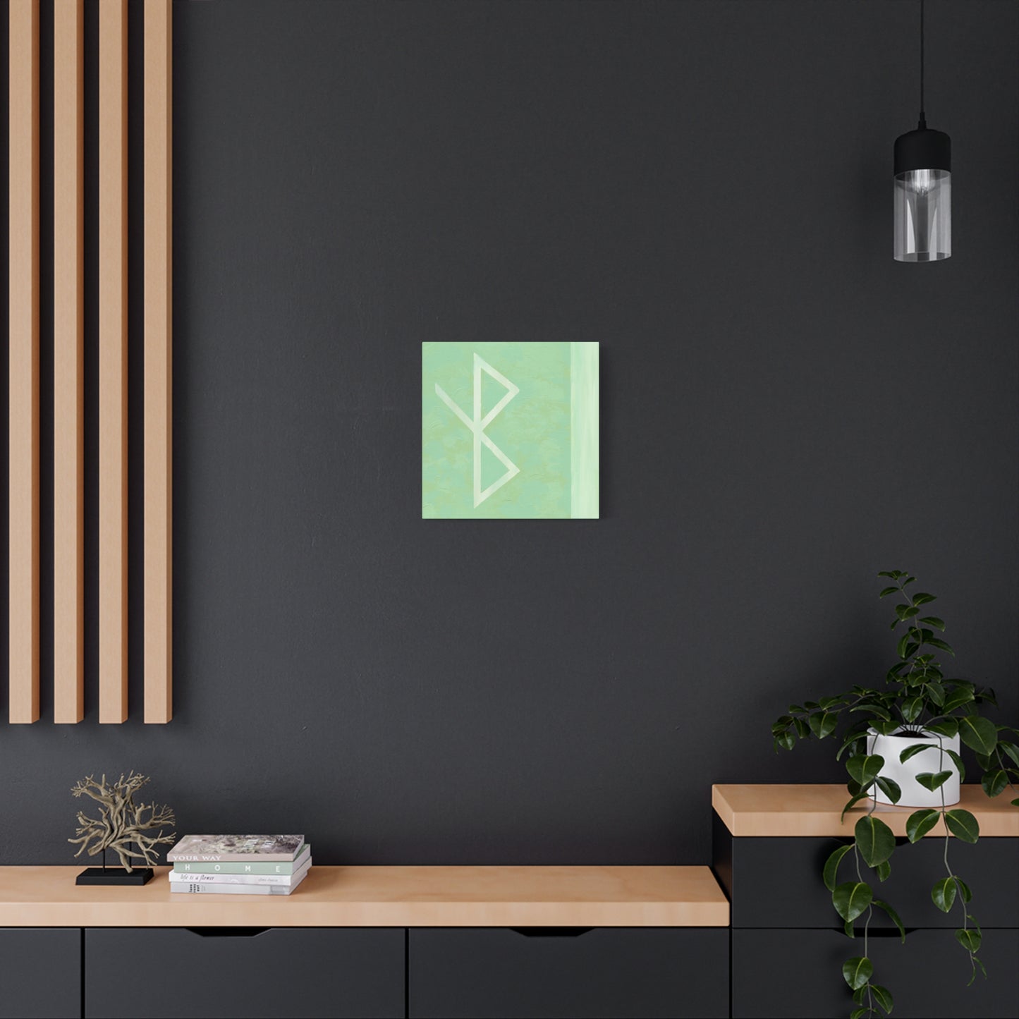 Canvas Print: Healing Vibes Bind Rune Canvas Art — Minimalist Norse Symbol Matte Wall Art