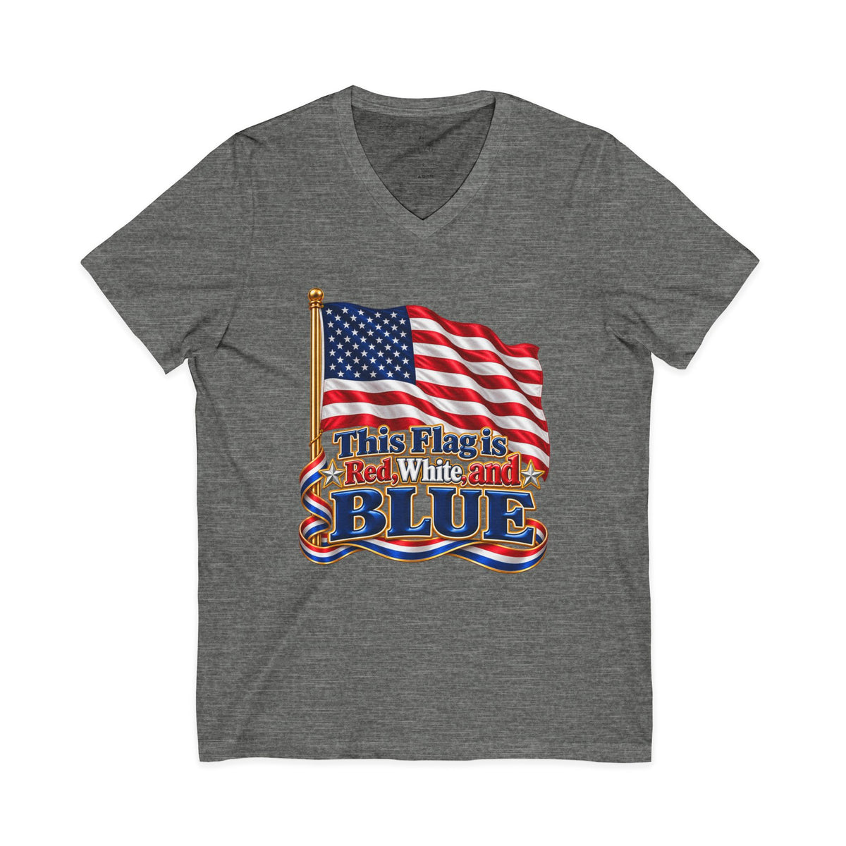 US Flag is also Blue, Unisex Jersey Short Sleeve, V-Neck Tee