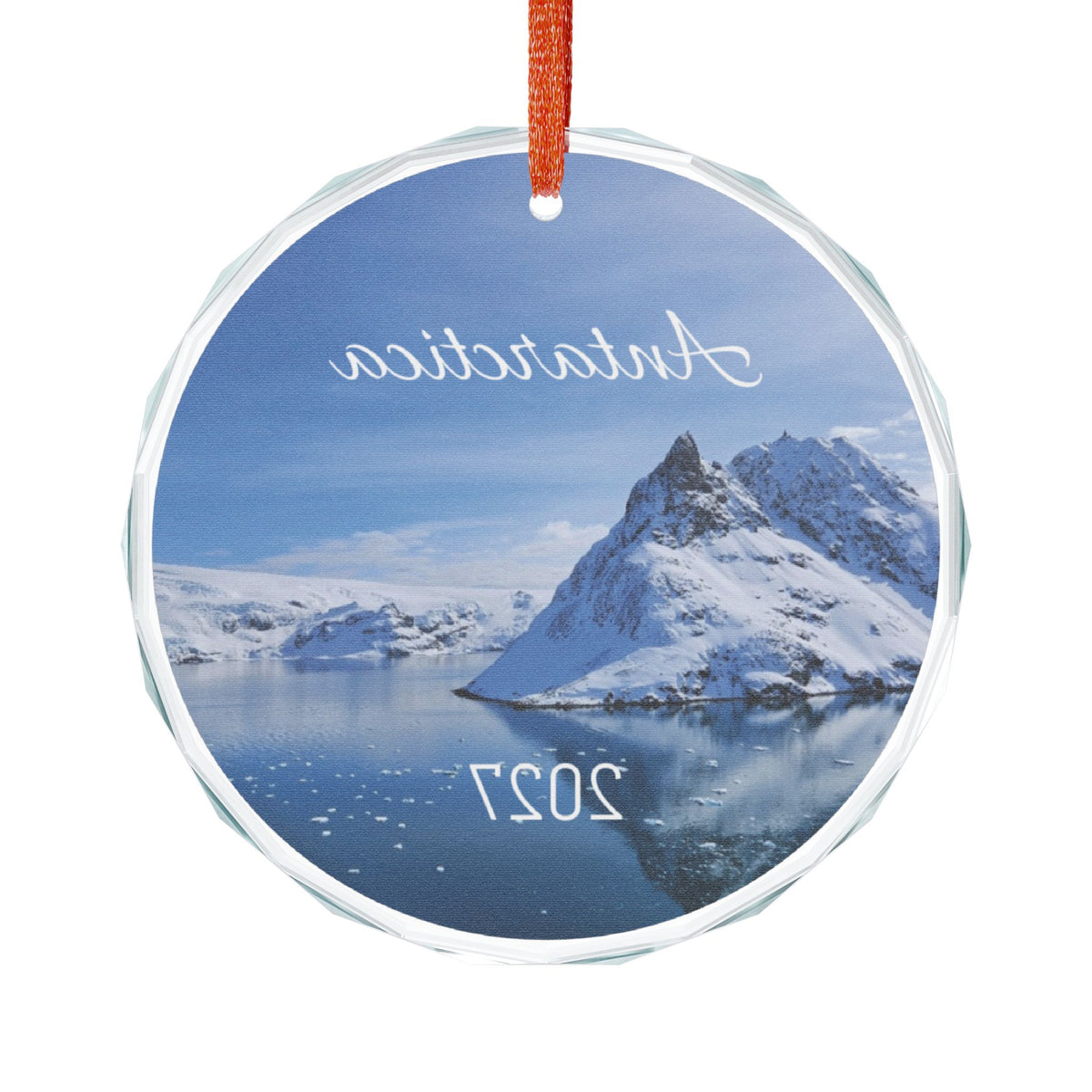 Antarctica Glacier Glass Ornament, Personalize, Single with or without gift box