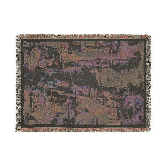 Marrakesh Blue Abstract Woven Blanket — Throw for Living Room Decor