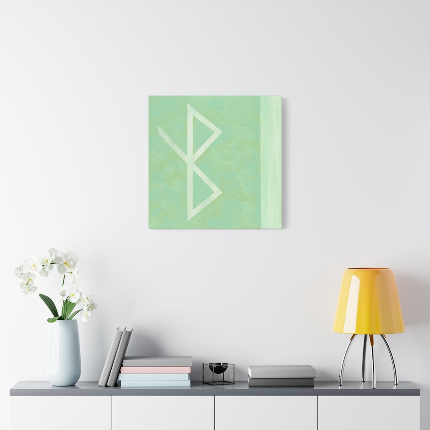 Canvas Print: Healing Vibes Bind Rune Canvas Art — Minimalist Norse Symbol Matte Wall Art