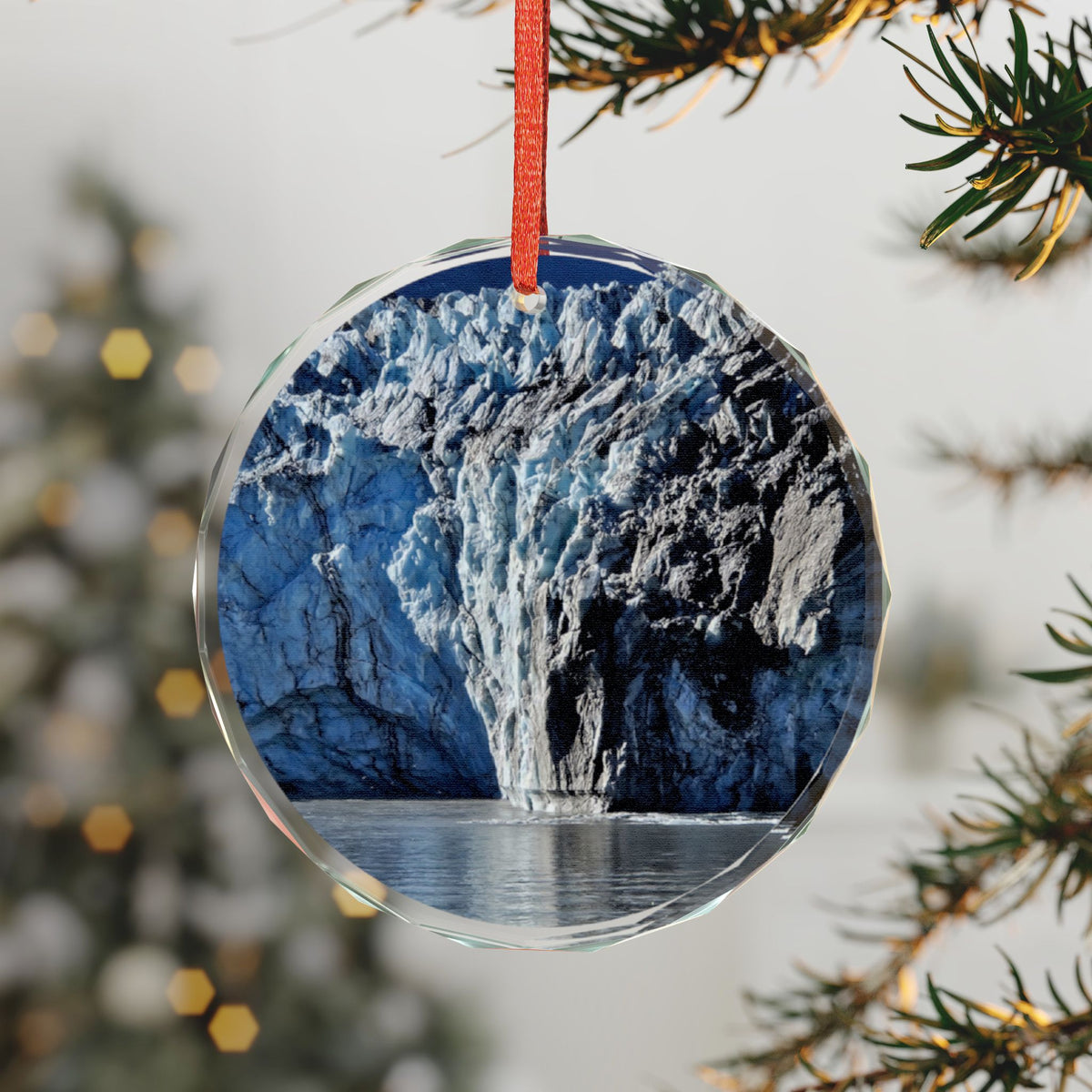 Alaska Glacier Glass Ornament, Single with or without gift box