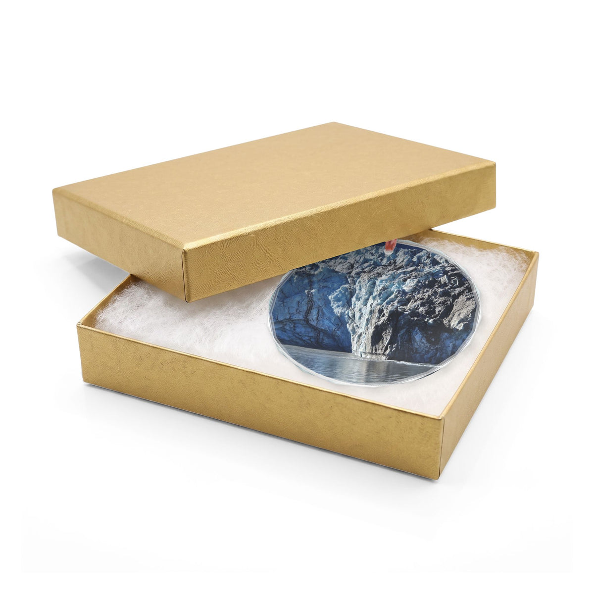 Alaska Glacier Glass Ornament, Single with or without gift box