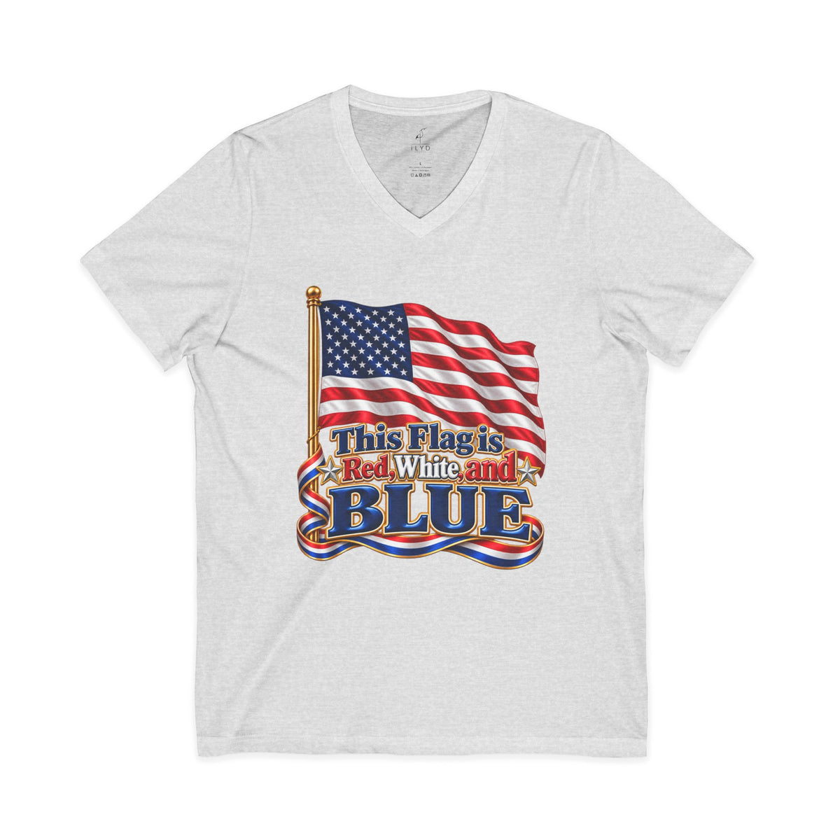 US Flag is also Blue, Unisex Jersey Short Sleeve, V-Neck Tee