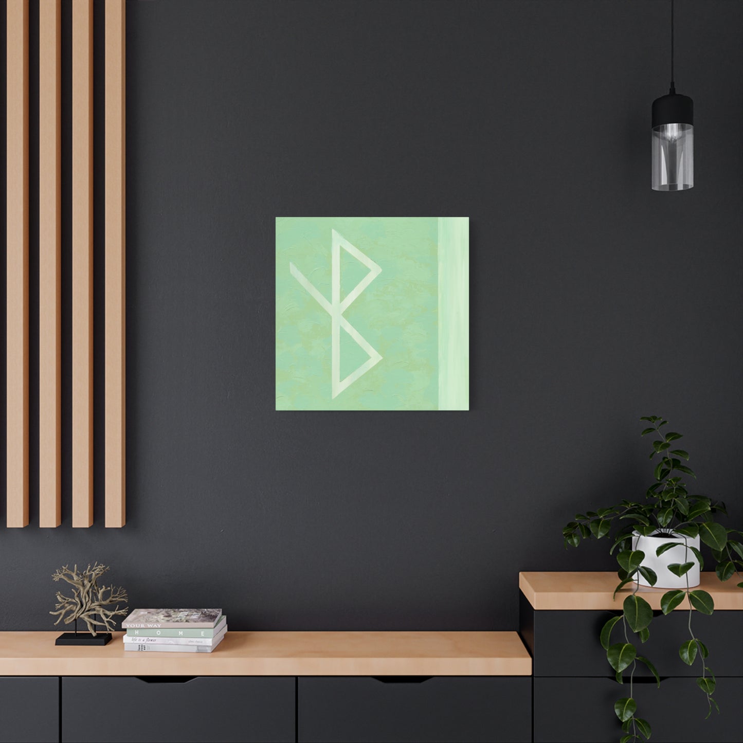 Canvas Print: Healing Vibes Bind Rune Canvas Art — Minimalist Norse Symbol Matte Wall Art