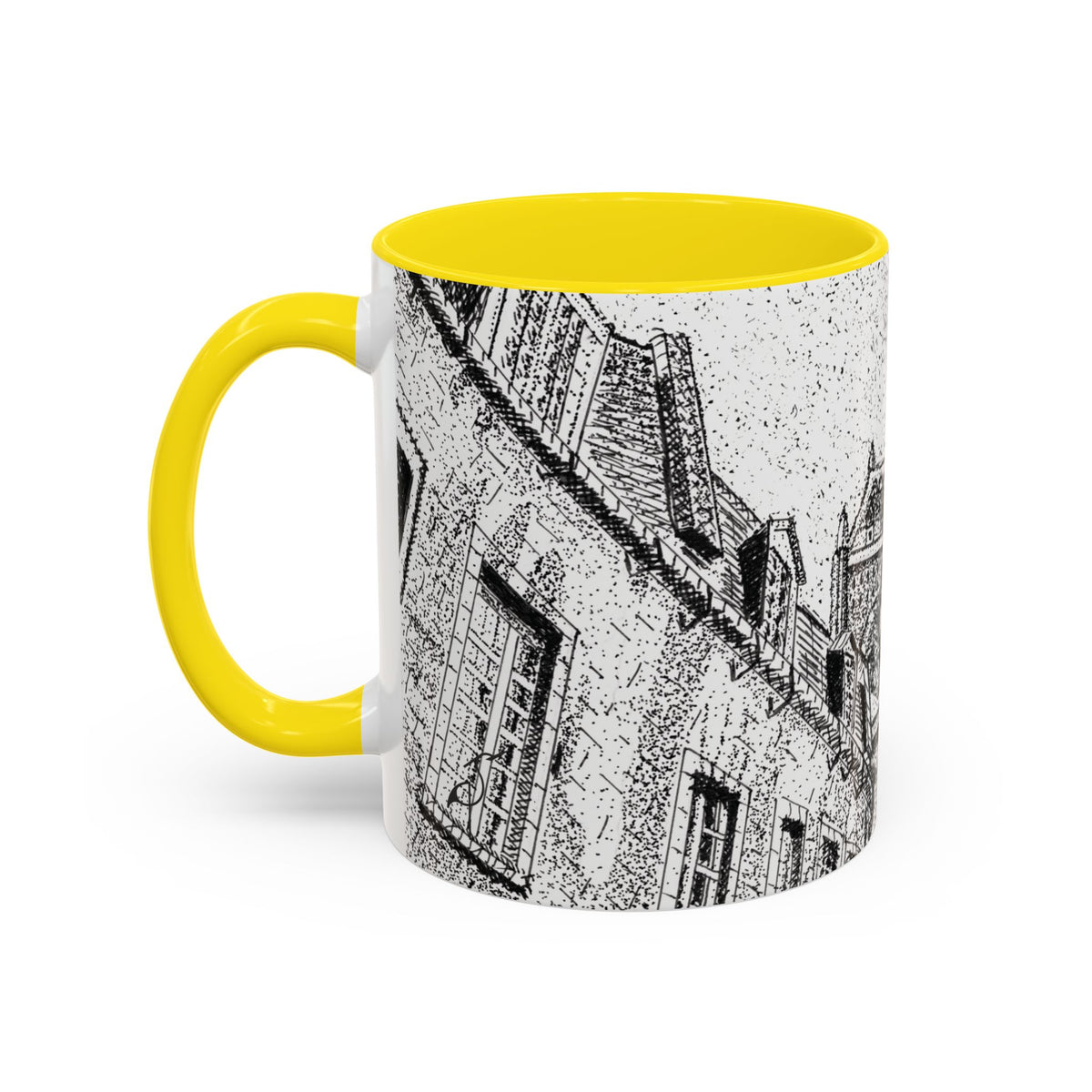 Ceramic Mug: Le Château Frontenac - Quebec City, CA - Architectural Illustration - Accent Coffee Mug (11/15 oz)