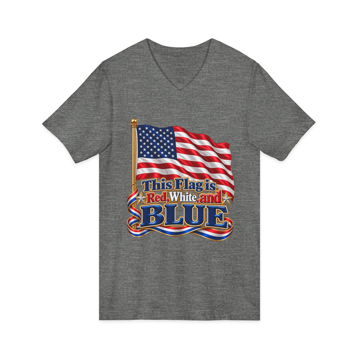 US Flag is also Blue, Unisex Jersey Short Sleeve, V-Neck Tee