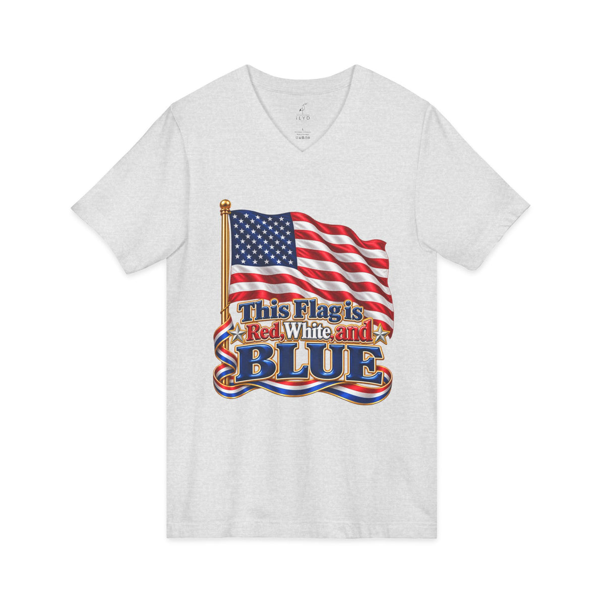 US Flag is also Blue, Unisex Jersey Short Sleeve, V-Neck Tee