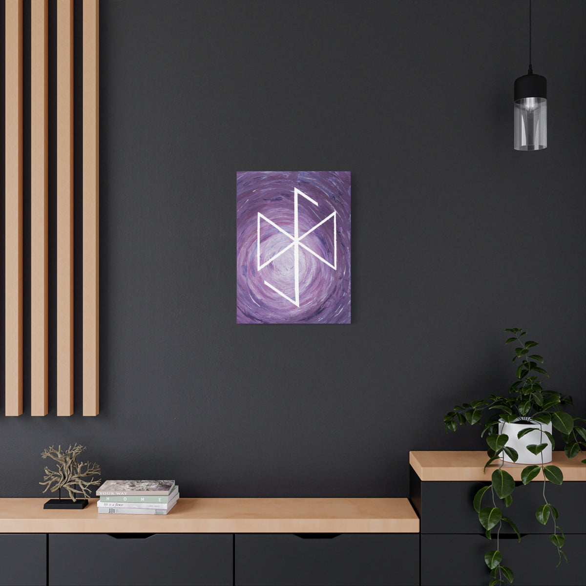 Canvas Wall Art: "Spiritual Growth" Bind Rune Canvas Art | Modern Abstract Artwork