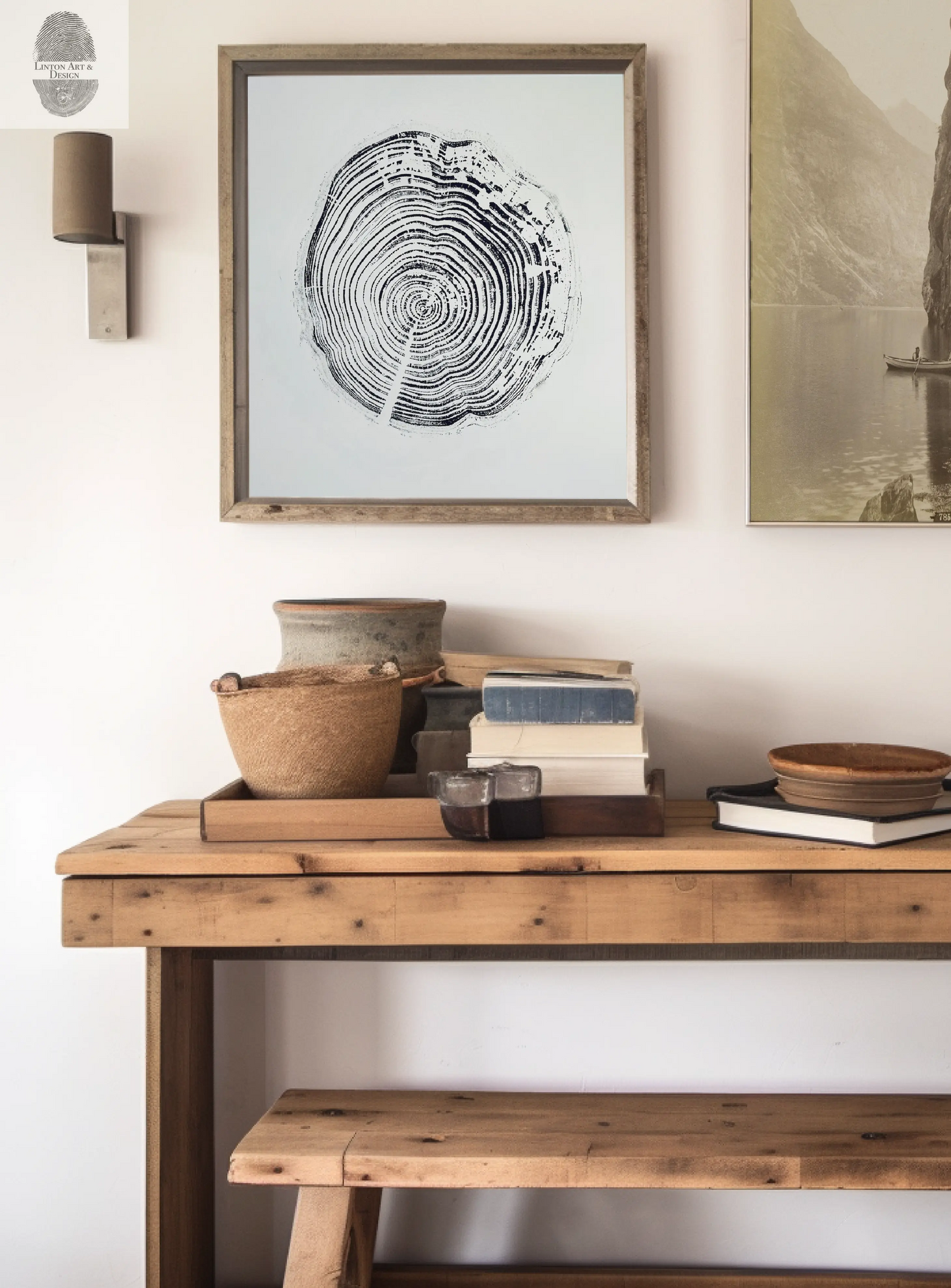 California Redwood, San Francisco, 30 year old wood ring, 18"x24", Hand-pressed print