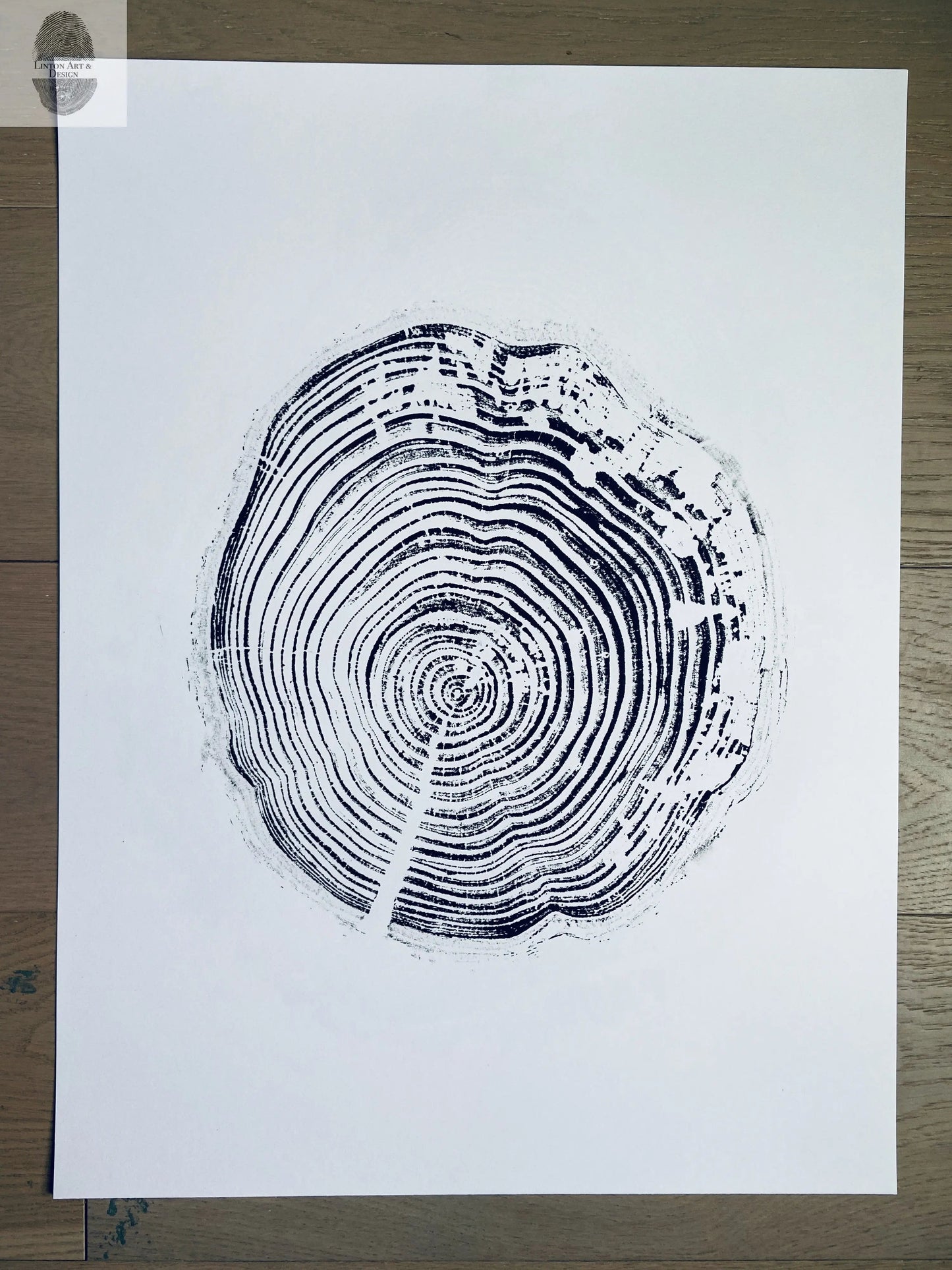 California Redwood, San Francisco, 30 year old wood ring, 18"x24", Hand-pressed print