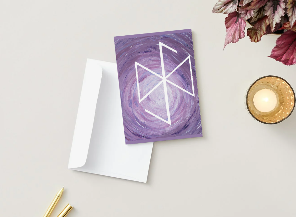 Greeting Card: Bind Rune “Spiritual Growth” Blank note with white envelope